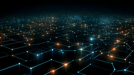 Poster - Interconnected Network Visualization with Luminous Nodes and Geometric Lines
