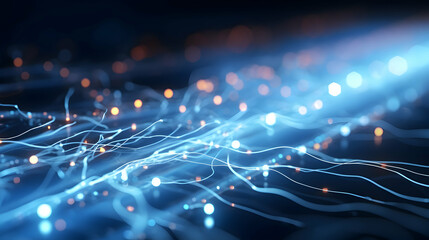 Poster - Abstract rendering of luminous interconnected lines, nodes, and bokeh effect