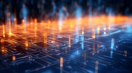 Poster - Futuristic network visualization with abstract glowing lines and connections