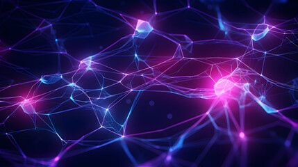 Poster - Interconnected network glowing with vibrant hues, illustrating connectivity