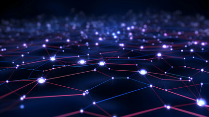 Poster - Abstract glowing network connections with nodes and lines for futuristic digital concepts