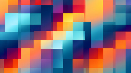 Poster - Dynamic squares with a mix of warm and cool colors creating abstract artwork
