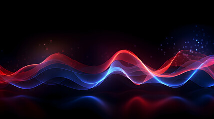 Poster - Abstract gradient wave with red and blue hues against a dark cosmic backdrop