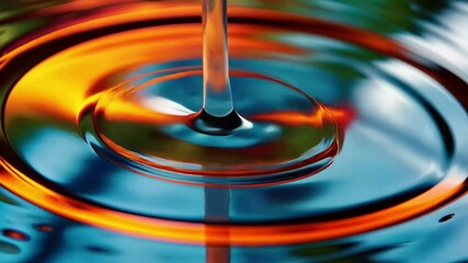 Poster - Colorful water ripple animation showing dynamic reflections and drops in high definition, showcasing the beauty of nature's movement at various speeds