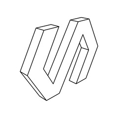 Poster - The outline of a large polymer symbol is made with black lines. 3D view of the object in perspective. Vector illustration on white background