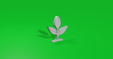 Poster - Isolated realistic white sprout symbol front view with shadow. 3d illustration on green chroma key background