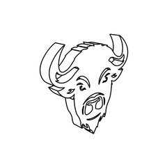 Poster - The outline of a large buffalo logo is made with black lines. 3D view of the object in perspective. Vector illustration on white background