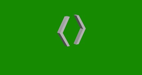 Poster - Isolated realistic white angle brackets symbol front view with shadow. 3d illustration on green chroma key background