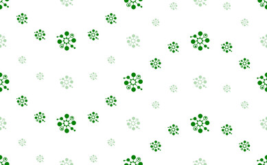 Poster - Seamless pattern of large and small green molecule symbols. The elements are arranged in a wavy. Illustration on light green background