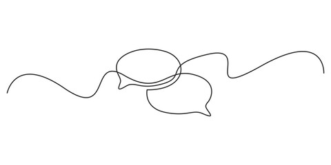Poster - Continuous line drawing of chat bubble icons. Single line drawing of conversation dialogue bubbles. Chat icons for comics, story books and others. Speech bubble single line style vector illustration