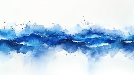 Wall Mural - Blue watercolor ocean wave abstract art background