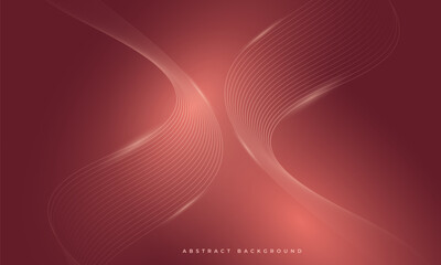 Aufkleber - Abstract red vector background with glowing wavy lines.