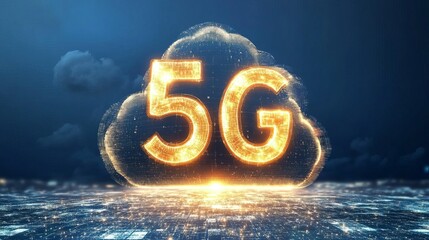 Poster - glowing 5g network digital cloud technology abstract background futuristic innovation modern digital