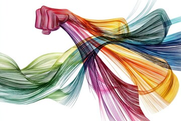 Aufkleber - Creative Representation of Strength Using Rainbow Ribbons Showcasing Muscle Form and Promoting Wellness