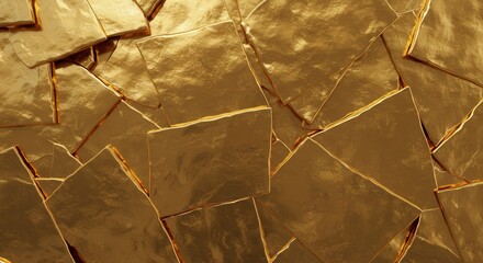 Poster - Abstract background of shiny golden squares creating a geometric pattern