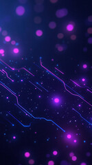 Poster - The image is a colorful and vibrant display of purple dots and lines. The purple background is filled with a multitude of dots, some of which are blue and purple