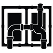 © Shahin reza - isolated Black vector Plamber Element wall cutout with pipes WIith White Background