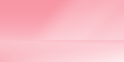 Poster - Pink studio room design concept. Light rose platform display background. Wall and floor surface backdrop for presentation, mockup template, product showcase. Soft smooth gradient wallpaper. Vector
