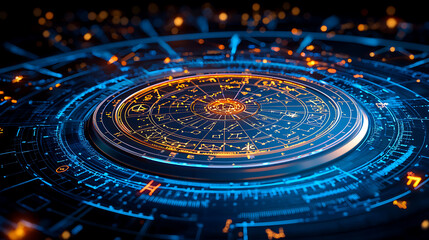 Poster - Astrological chart analysis virtual environment digital art cosmic energy close-up view mystical concept