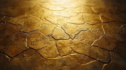 Aufkleber - Textured Golden Surface with Cracked Patterns and Warm Lighting in a Natural Environment