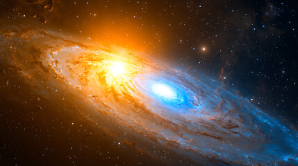 Poster - Galactic collision event outer space digital art cosmic environment wide-angle view stellar phenomenon