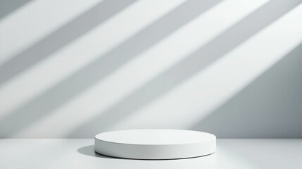 Poster - Minimalist Display Pedestal with Soft Shadows on White Background for Product Presentation