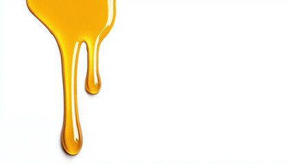 Poster - Vivid Golden Liquid Dripping Down Against a White Background Creating A Dramatic Visual Effect