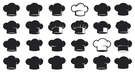 Poster - Culinary array Black and white chef hats