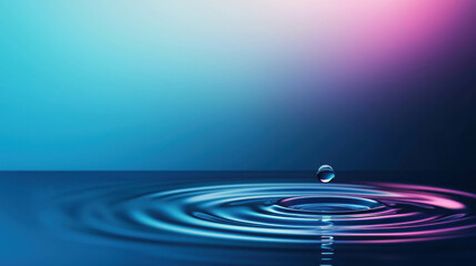 Poster - Beautiful Water Drop Creating Ripples on a Calm Surface with Colorful Background Effects