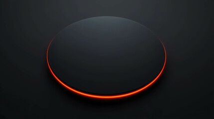 Fototapete - Smooth Black Circle with Vibrant Red Edge on Dark Background for Modern Design Projects