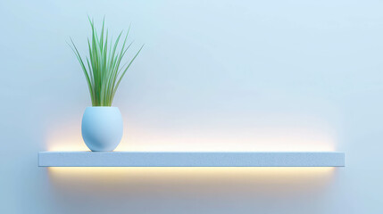 Poster - Minimalistic Shelf with Plant and Soft Lighting for Modern Interior Décor Inspiration