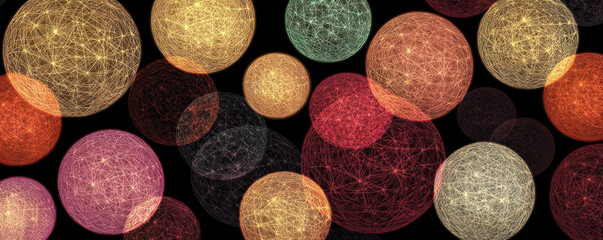 Poster - A colorful background of many small circles with a black background. The circles are of different colors and sizes
