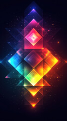 Poster - A colorful image of a triangle with a star on it. The triangle is made up of squares and the star is made up of triangles. The image is bright and colorful, giving off a feeling of happiness
