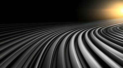Aufkleber - Abstract Curved Lines with Dramatic Light Effect in Black Background for Modern Design Use