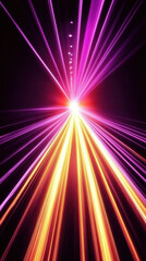 Poster - A purple and yellow light is shown in a long, thin line. The light is bright and colorful, creating a sense of energy and excitement