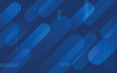 Poster - abstract blue geometric rounded shapes gradient diagonal  banner template background
