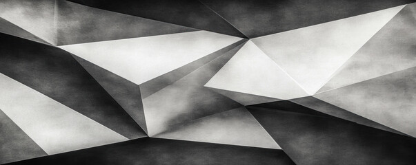 Poster - A black and white photo of a triangle with a white border. The photo is abstract and has a modern feel to it