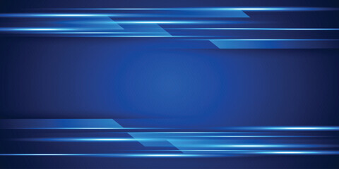Poster - Abstract modern futuristic digital technology with speed blue light lines glowing on dark blue background