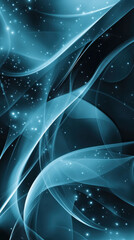 Poster - A blue and white image of a starry sky with a blue and white background. The stars are scattered throughout the sky, creating a sense of depth and movement
