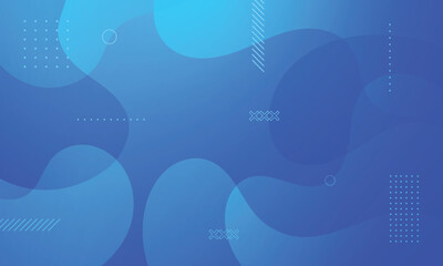 Poster - blue modern geometric blue gradient fluid waves template background
