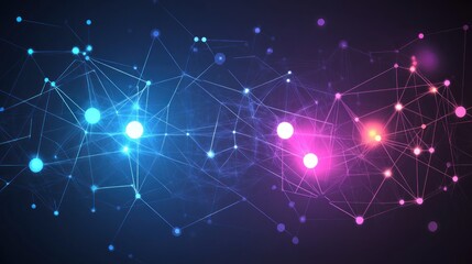 Wall Mural - Abstract network visualization of data connections.