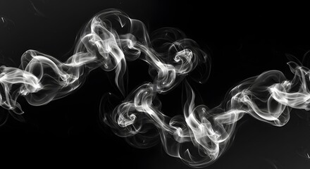 Aufkleber - Abstract image of swirling white smoke patterns against a stark black background creating contrast art