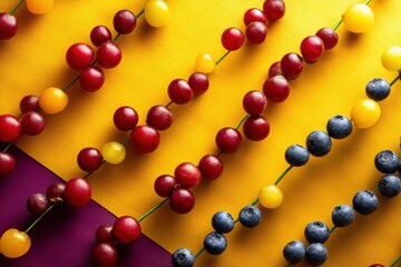 Aufkleber - Vibrant Fruits Arranged in a Spiral Pattern on a Colorful Background Showcasing the Beauty of Natures Harvest