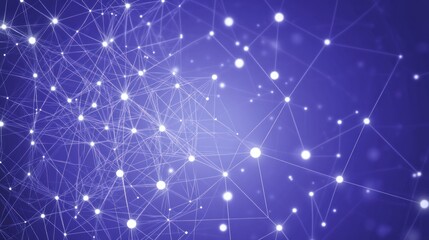 Wall Mural - Interconnected network of data points in a deep blue space.