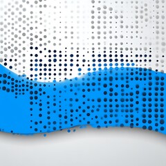 Poster - Abstract background with flowing blue wavy pattern and grey halftone dots