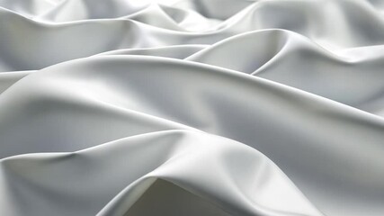 Poster - elegant white fabric smooth, silky texture drapes softly, creating gentle waves and light reflection