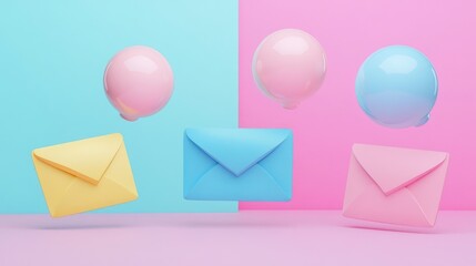 Aufkleber - Gradual change from traditional email envelope to modern chat bubbles floating in air