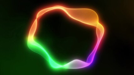 Modern colorful glowing abstract line pattern on a black background