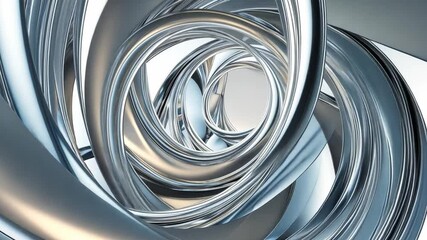 Poster - Mesmerizing abstract design with intertwined metallic spirals, showcasing shiny surfaces that reflect light, creating depth and movement, embodying elegance and sophistication.