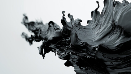 Aufkleber - abstract black liquid splash against a white background in a dynamic and fluid motion capture